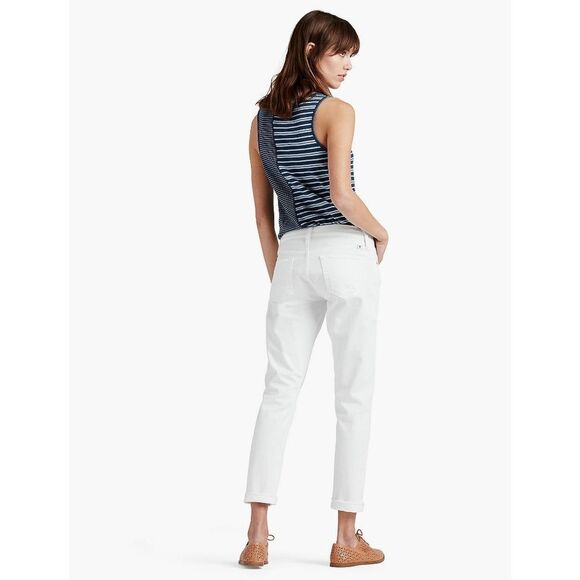 New! LUCKY BRAND Women's Distressed Boyfriend Jeans Denim White Mid-Rise Cropped - Picture 2 of 8